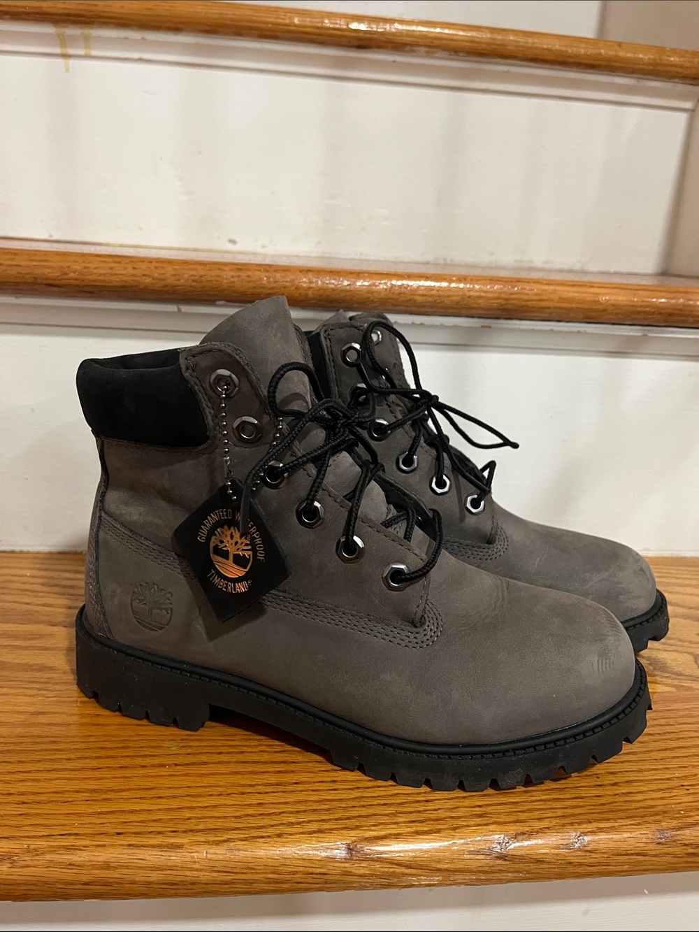 TIMBERLAND Boys Gray Boots. Size 6Y
